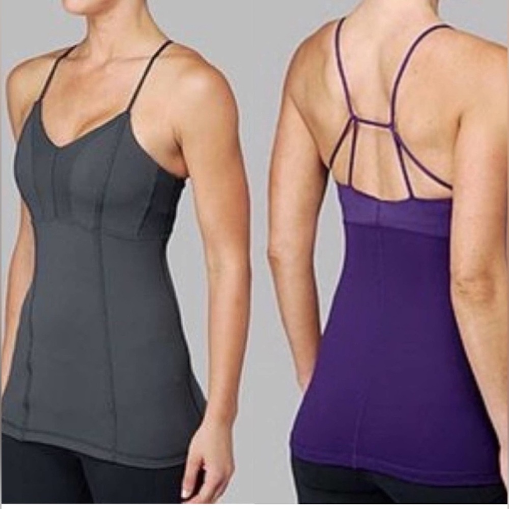 Lululemon Women's Purple Strappy Tadasana Tank Top Built-In Shelf Bra Size 4